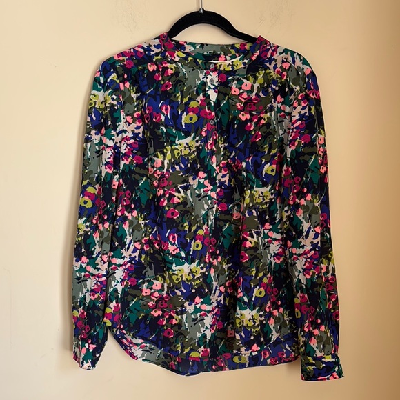 J. Crew Tops - J.Crew Floral Multi-Color Long-Sleeve Blouse Size Medium